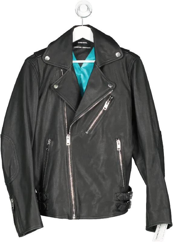 Diesel Black Cowhide Leather Limited Edition Jacket UK S Rayon Jacket Velvet Jacket Corduroy Jacket