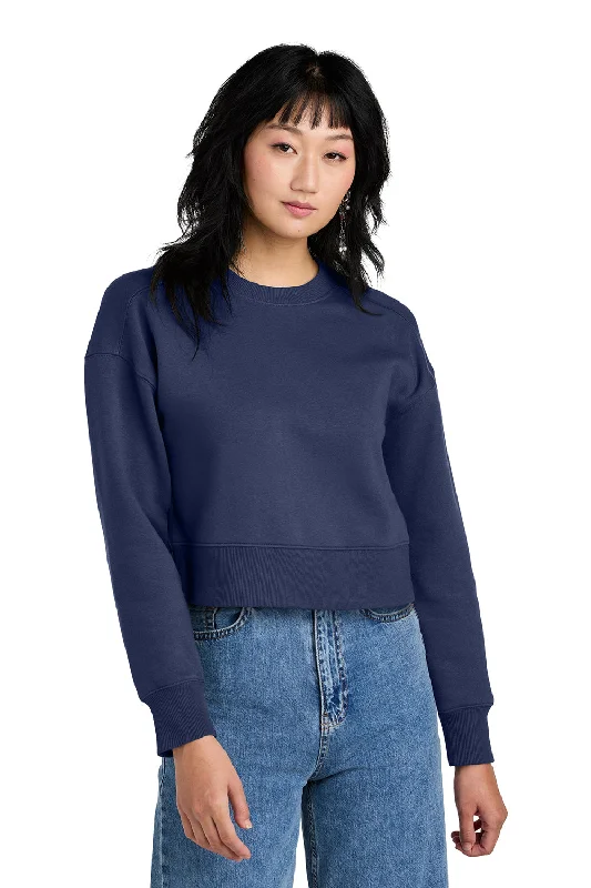 District Womens Perfect Weight Fleece Cropped Crewneck Sweatshirt - Tanzanite Blue Hoodie with Back Slit Movement Comfort District Womens Perfect Weight Fleece Cropped Crewneck Sweatshirt - Tanzanite Blue Hoodie with Back Slit Movement Comfort