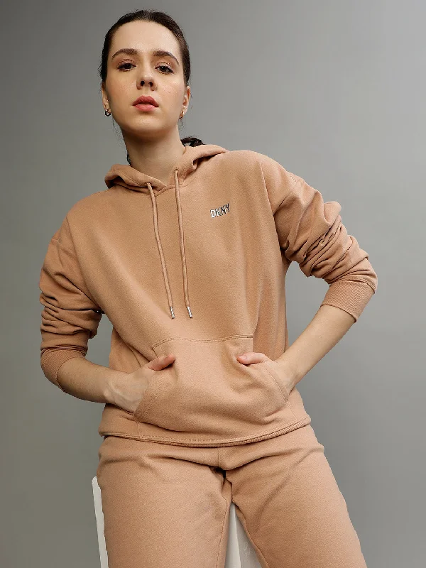 Dkny Women Solid Hooded Full Sleeves Sweatshirt Hoodie with Hem Contrast Bold Stylish Dkny Women Solid Hooded Full Sleeves Sweatshirt Hoodie with Hem Contrast Bold Stylish