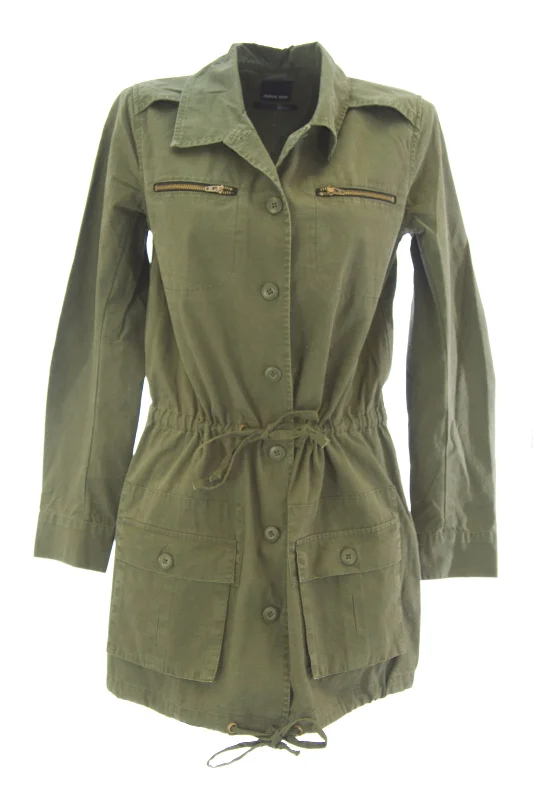 DOLCE VITA Women's G.I. Olive Green Cotton Drawstring Military Jacket $209 NEW Trench Coat Raincoat Waterproof Jacket