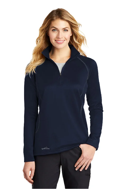 Eddie Bauer Womens Smooth Fleece 1/4 Zip Sweatshirt - River Navy Blue Cotton Hoodie Fleece Lining Warmth Eddie Bauer Womens Smooth Fleece 1/4 Zip Sweatshirt - River Navy Blue Cotton Hoodie Fleece Lining Warmth