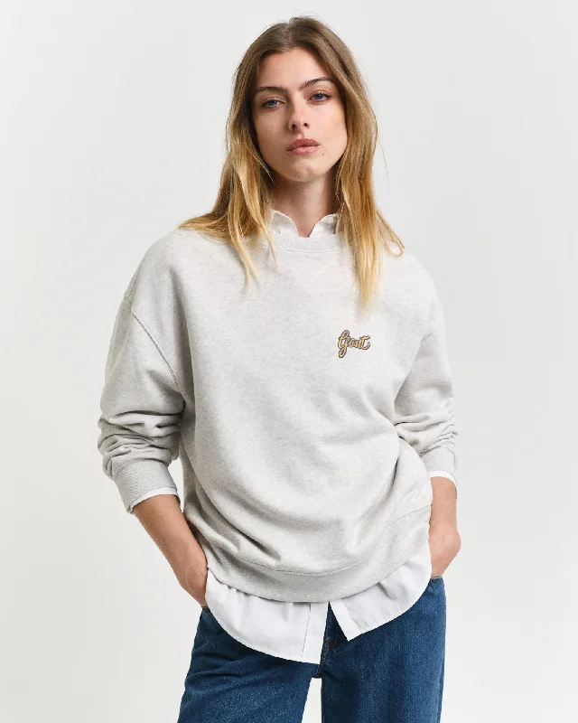 Gant Women Grey Printed Round Neck Full Sleeves Sweatshirt Hoodie Dress Longline Feminine Gant Women Grey Printed Round Neck Full Sleeves Sweatshirt Hoodie Dress Longline Feminine