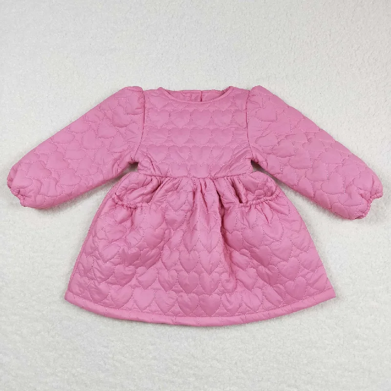 GLD0269 Baby Girl Pink Long Sleeves Cotton-padded Jacket Dress Jacket Blazer Coat