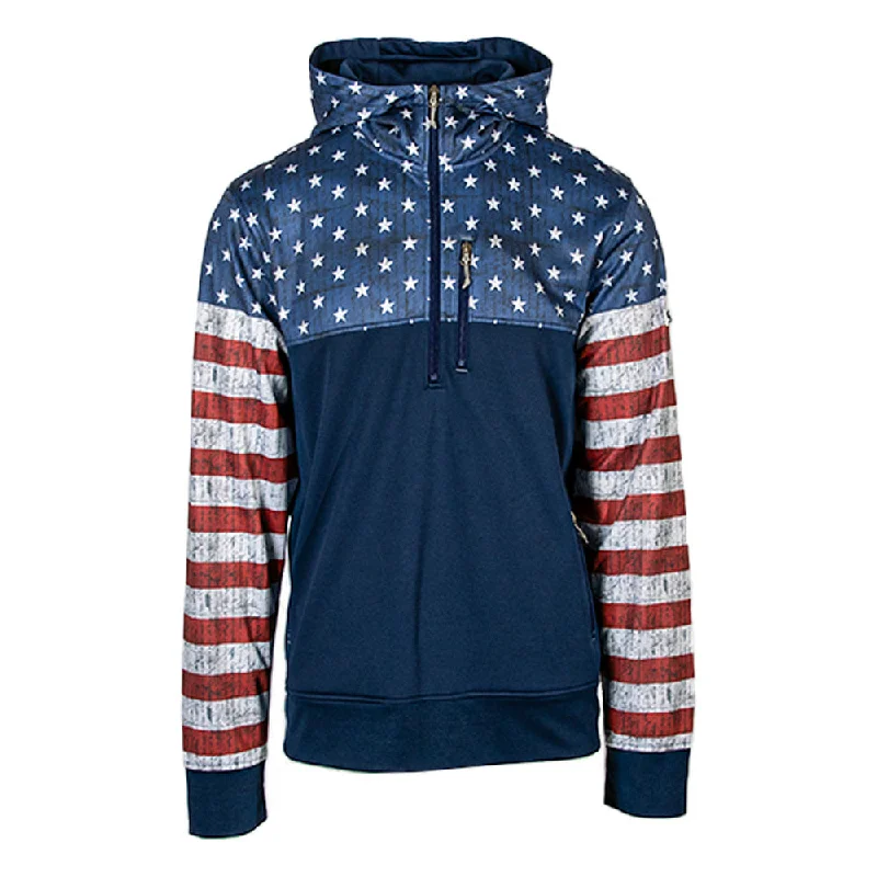 Half Zip Performance Hoodie | American Flag PreOrder Hoodie with Hem Fringe Bohemian Relaxed Half Zip Performance Hoodie | American Flag PreOrder Hoodie with Hem Fringe Bohemian Relaxed