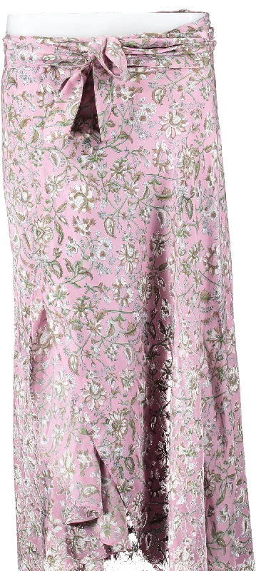 Hannah Artwear Pink Floral Wrap Skirt UK 8 corduroy skirt cozy