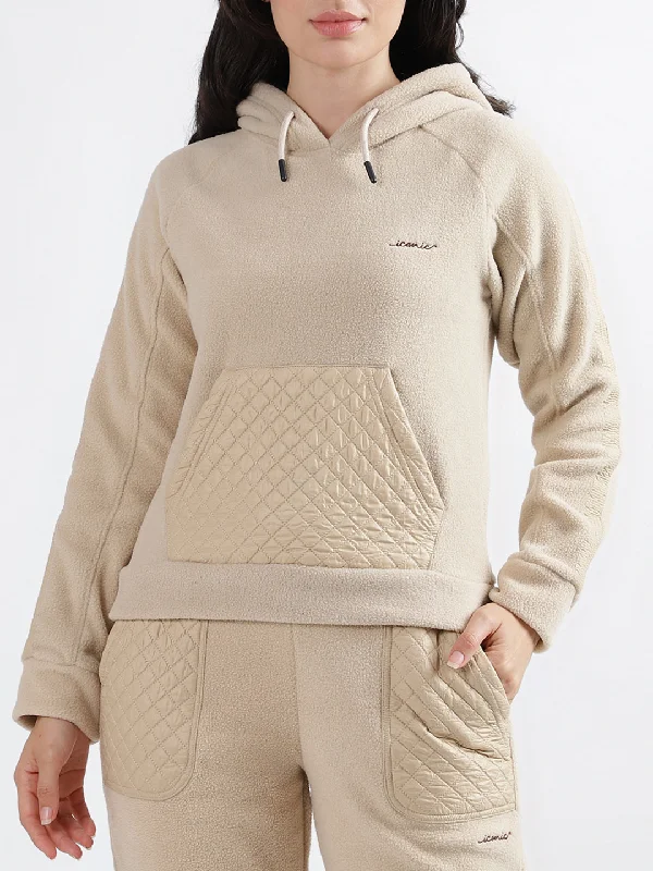 Iconic Women Solid Hooded Full Sleeves Sweatshirt Hoodie with Zipper Placket Modern Functional Iconic Women Solid Hooded Full Sleeves Sweatshirt Hoodie with Zipper Placket Modern Functional