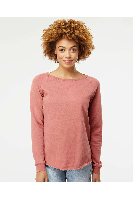 Independent Trading Co. Womens California Wave Wash Crewneck Sweatshirt - Dusty Rose Hoodie with Snap Buttons Easy Quick Independent Trading Co. Womens California Wave Wash Crewneck Sweatshirt - Dusty Rose Hoodie with Snap Buttons Easy Quick