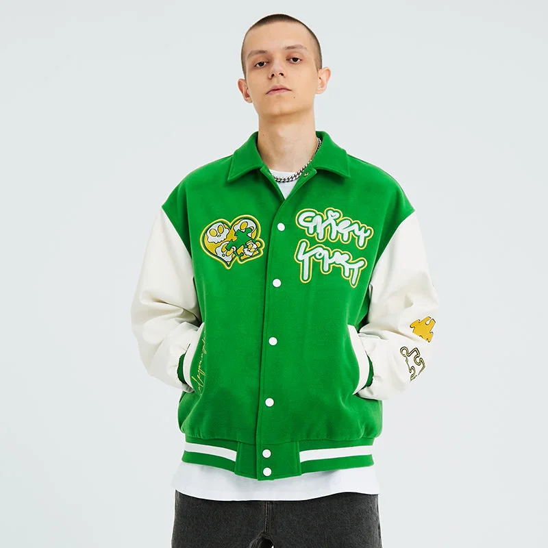 Intricate Puzzle Embroidered Baseball Jacket Knit Jacket Woven Jacket Fleece Jacket