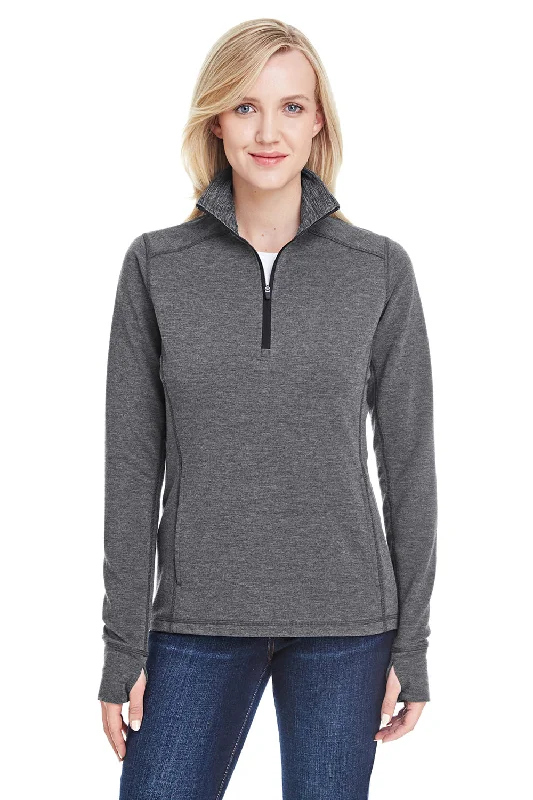 J America Womens Omega Sueded Terry 1/4 Zip Sweatshirt w/ Pockets - Charcoal Grey Hoodie with Neon Bright Vibrant J America Womens Omega Sueded Terry 1/4 Zip Sweatshirt w/ Pockets - Charcoal Grey Hoodie with Neon Bright Vibrant