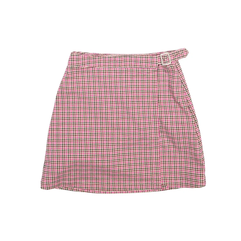 J GALT Short Mini Skirt Pink Check Womens S a-line skirt cut