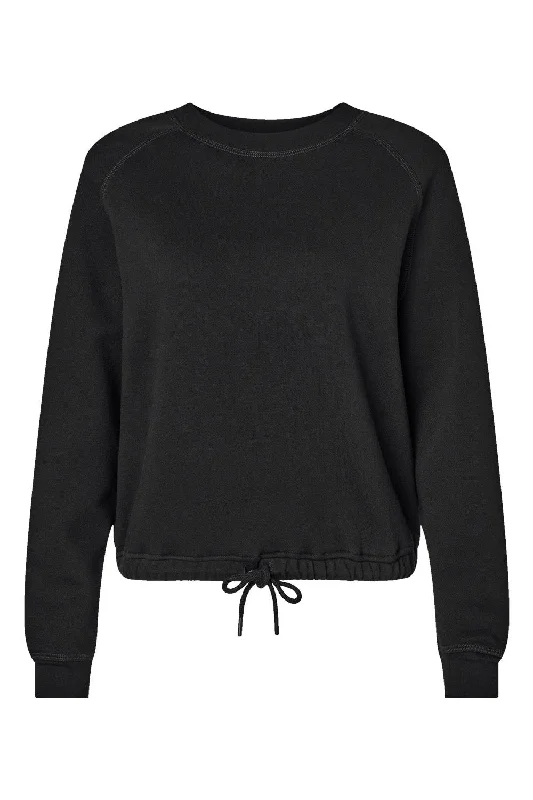 LAT Womens Relaxed Boxy Fleece Crewneck Sweatshirt - Black Zip Hoodie Drawstring Kangaroo Pocket LAT Womens Relaxed Boxy Fleece Crewneck Sweatshirt - Black Zip Hoodie Drawstring Kangaroo Pocket