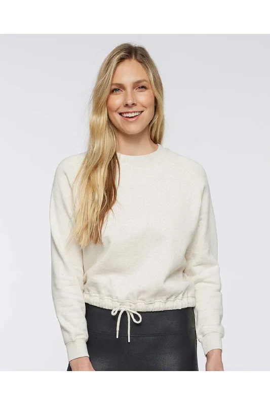 LAT Womens Relaxed Boxy Fleece Crewneck Sweatshirt - Heather Natural Hoodie with Belted Waist Structured Tailored LAT Womens Relaxed Boxy Fleece Crewneck Sweatshirt - Heather Natural Hoodie with Belted Waist Structured Tailored