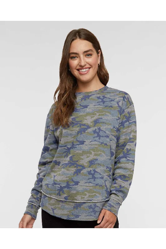 LAT Womens Weekend Fleece Crewneck Sweatshirt - Vintage Camo Hoodie with Drawcord Adjustable Secure LAT Womens Weekend Fleece Crewneck Sweatshirt - Vintage Camo Hoodie with Drawcord Adjustable Secure