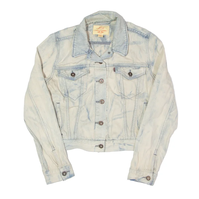 LEVI'S Bleach Wash Denim Jacket Blue Womens M Cotton Jacket Linen Jacket Terry Jacket