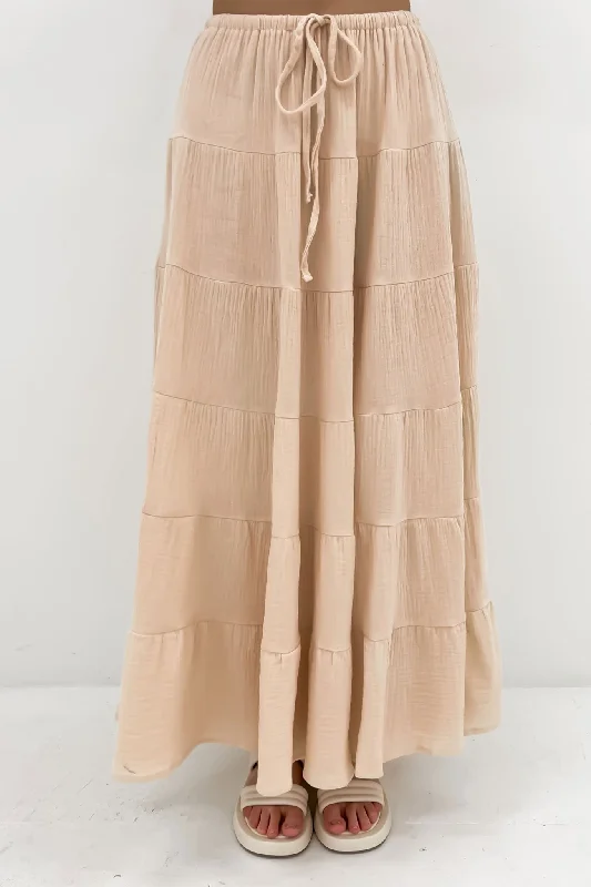 Luka Maxi Skirt Beige boho skirt vibe