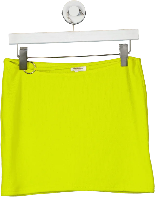 Mars the Label Yellow The Cowl Ring Detail Mini Skirt UK 14 slim fit skirt