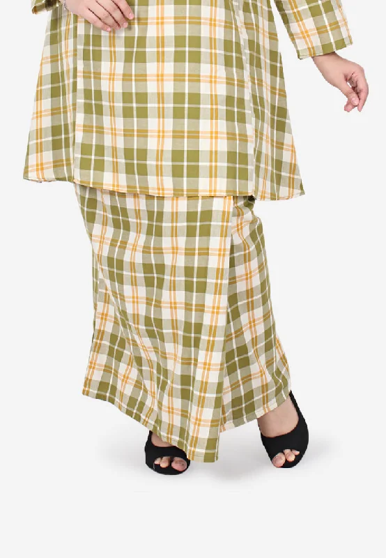 Ayila OOTB Collection Long Checkered Skirt - Green Yellow boho skirt vibe