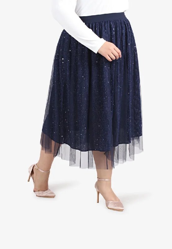 Bradshaw Bling Bling Midi Tutu Skirt - Navy Blue silk skirt smooth