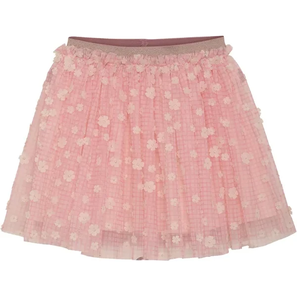 Minymo Pink Dogwood Skirt AOP leather skirt sleek