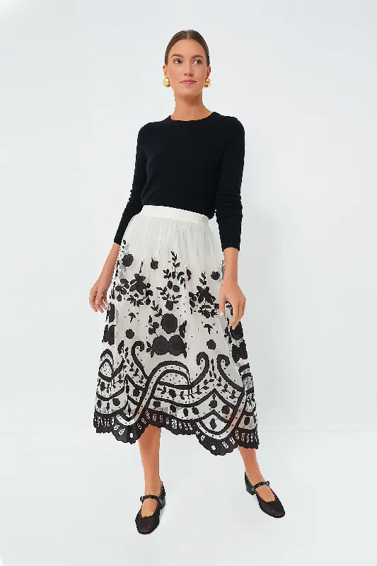 Multi Joelle Applique A-Line Skirt belted skirt waist