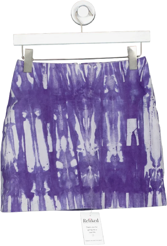 Nasty Gal Blue Real Suede Tie Dye Mini Pelmet Skirt UK 6 linen skirt relaxed