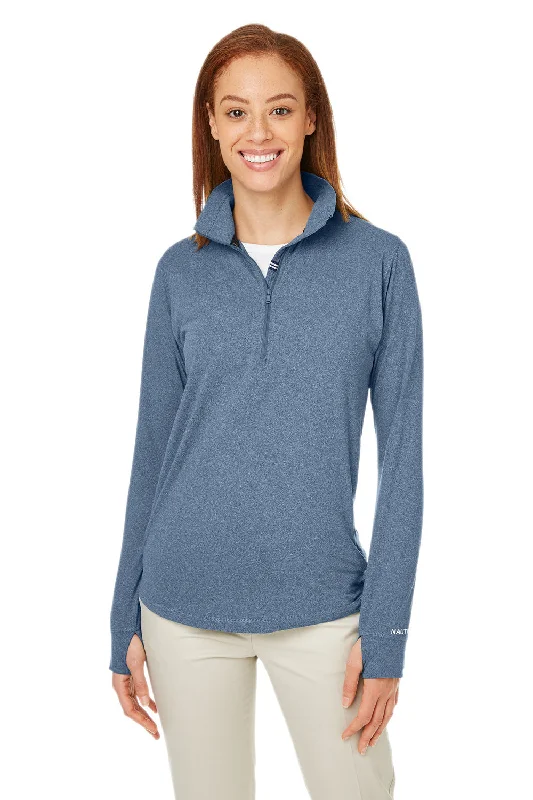 Nautica Womens Saltwater UPF 40+ 1/4 Zip Sweatshirt - Faded Navy Blue Hoodie with Gradient Ombre Colorful Nautica Womens Saltwater UPF 40+ 1/4 Zip Sweatshirt - Faded Navy Blue Hoodie with Gradient Ombre Colorful