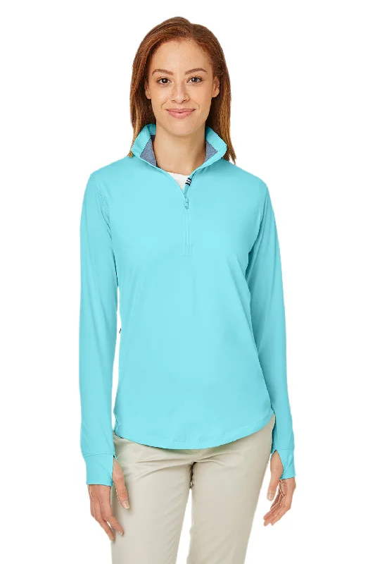 Nautica Womens Saltwater UPF 40+ 1/4 Zip Sweatshirt - Sea Mist Blue Hoodie with Reflective Safety Nightwear Nautica Womens Saltwater UPF 40+ 1/4 Zip Sweatshirt - Sea Mist Blue Hoodie with Reflective Safety Nightwear