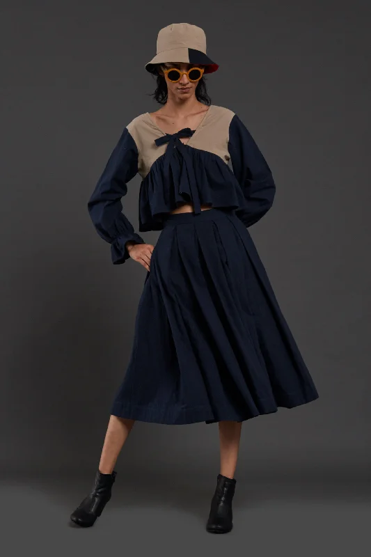 Navy Blue Pleated Skirt summer skirt style