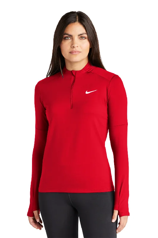 Nike Womens Element Dri-Fit Moisture Wicking 1/4 Zip Sweatshirt - Scarlet Red Hoodie with Batwing Sleeves Loose Dramatic Nike Womens Element Dri-Fit Moisture Wicking 1/4 Zip Sweatshirt - Scarlet Red Hoodie with Batwing Sleeves Loose Dramatic