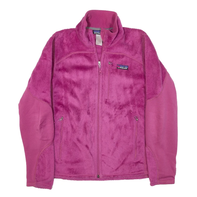 PATAGONIA Fleece Jacket Pink Womens M Front Pockets Side Pockets Patch Pockets