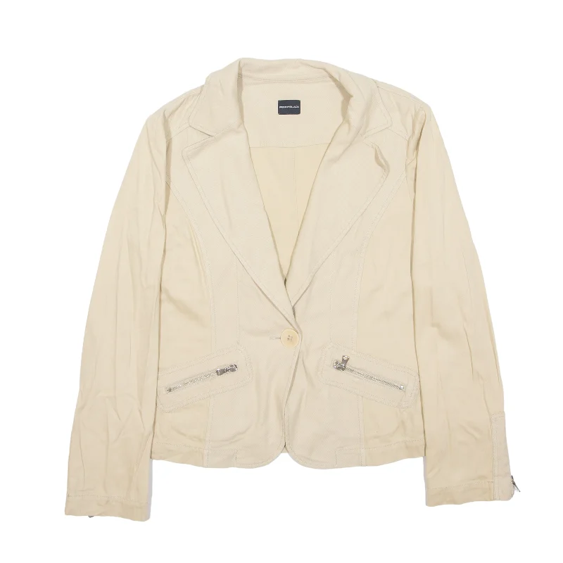 PENNY BLACK Blazer Jacket Beige Womens M Welt Pockets Slit Pockets Flap Pockets