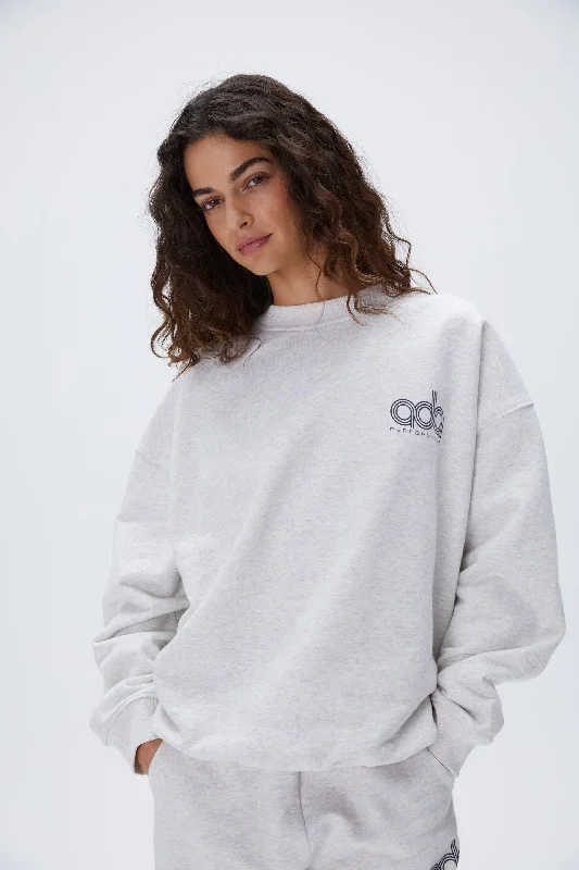 Performance Oversized Sweatshirt - Light Grey Melange Hoodie with Back Slit Movement Comfort Performance Oversized Sweatshirt - Light Grey Melange Hoodie with Back Slit Movement Comfort