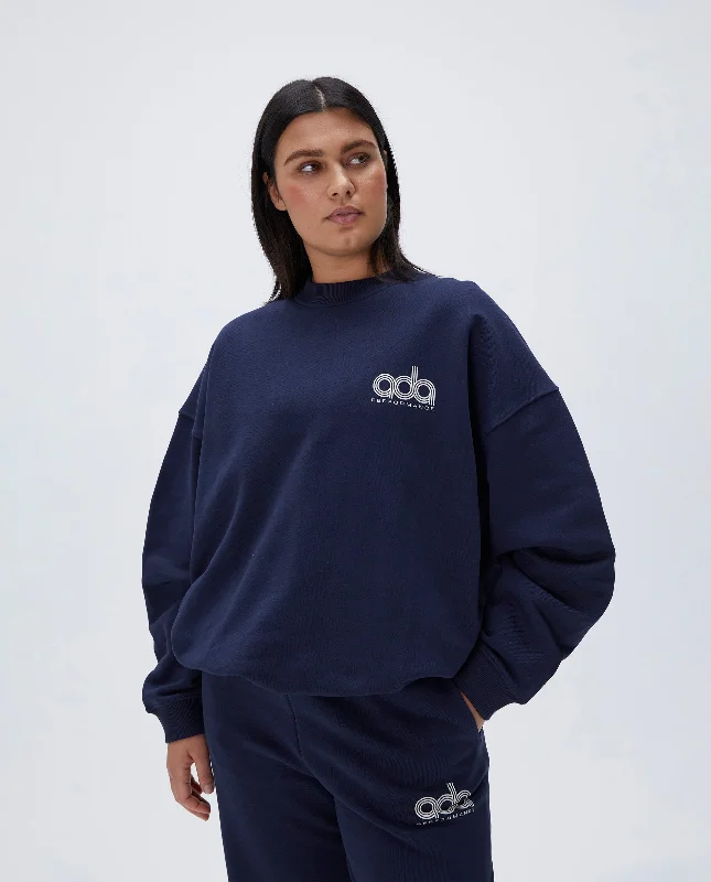 Performance Oversized Sweatshirt - Navy Blue Hooded Sweatshirt Casual Wear Street Style Performance Oversized Sweatshirt - Navy Blue Hooded Sweatshirt Casual Wear Street Style