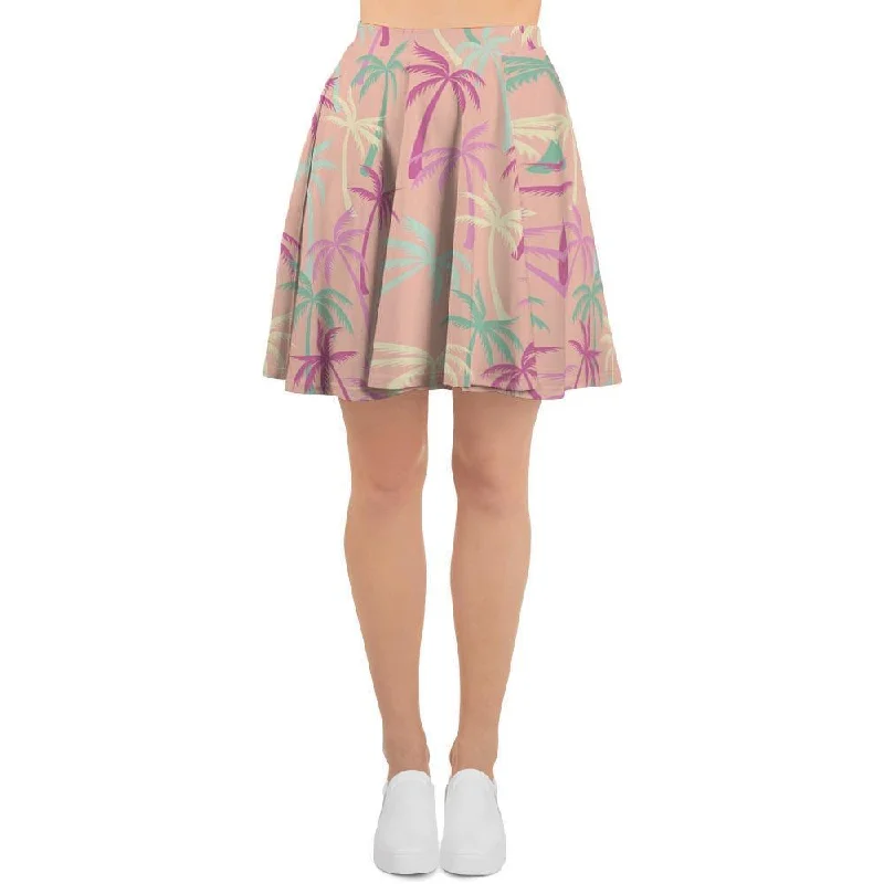 Pink Palm Tree Hawaiian Print Women's Skirt cashmere skirt rich