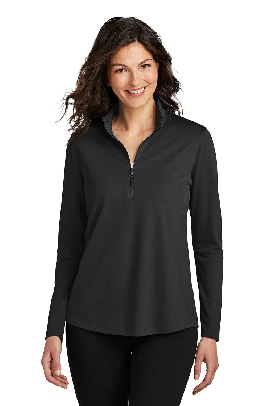 Port Authority Womens Dry Zone Moisture Wicking Micro Mesh 1/4 Zip Sweatshirt - Deep Black Hoodie with Applique Textured Unique Port Authority Womens Dry Zone Moisture Wicking Micro Mesh 1/4 Zip Sweatshirt - Deep Black Hoodie with Applique Textured Unique