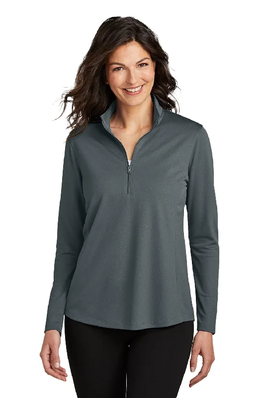 Port Authority Womens Dry Zone Moisture Wicking Micro Mesh 1/4 Zip Sweatshirt - Graphite Grey Hoodie with Pattern Geometric Abstract Port Authority Womens Dry Zone Moisture Wicking Micro Mesh 1/4 Zip Sweatshirt - Graphite Grey Hoodie with Pattern Geometric Abstract