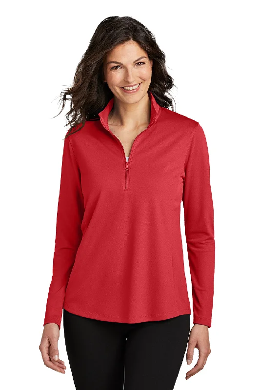 Port Authority Womens Dry Zone Moisture Wicking Micro Mesh 1/4 Zip Sweatshirt - Rich Red Hoodie with Patch Decorative Personalized Port Authority Womens Dry Zone Moisture Wicking Micro Mesh 1/4 Zip Sweatshirt - Rich Red Hoodie with Patch Decorative Personalized