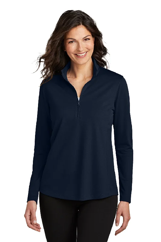 Port Authority Womens Dry Zone Moisture Wicking Micro Mesh 1/4 Zip Sweatshirt - River Navy Blue Hoodie Jacket Zipper Layering