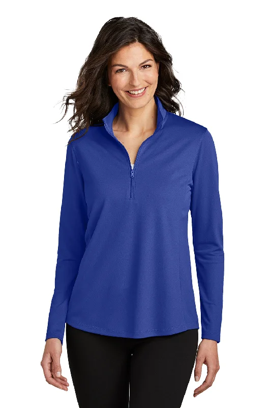 Port Authority Womens Dry Zone Moisture Wicking Micro Mesh 1/4 Zip Sweatshirt - True Royal Blue Hoodie with Hem Raw Edge Edgy Unfinished Port Authority Womens Dry Zone Moisture Wicking Micro Mesh 1/4 Zip Sweatshirt - True Royal Blue Hoodie with Hem Raw Edge Edgy Unfinished