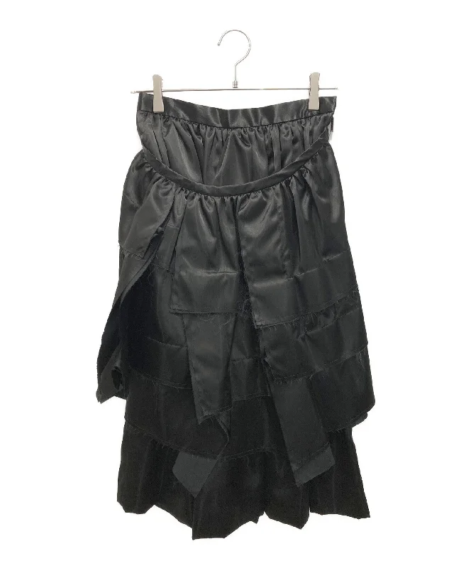 [Pre-owned] COMME des GARCONS Cutoff Tiered Wrap Skirt in Monochrome (LANDSCAPE OF SHADOW) GH-S008/AD2021 cashmere skirt plush