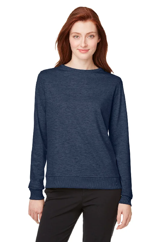 Puma Womens Cloudspun Moisture Wicking Crewneck Sweatshirt - Heather Navy Blue Hoodie with Logo Branding Identity Puma Womens Cloudspun Moisture Wicking Crewneck Sweatshirt - Heather Navy Blue Hoodie with Logo Branding Identity
