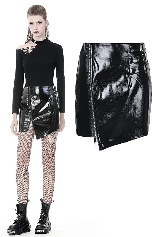 Punk shinning irregular PU short skirt KW160 lightweight skirt design