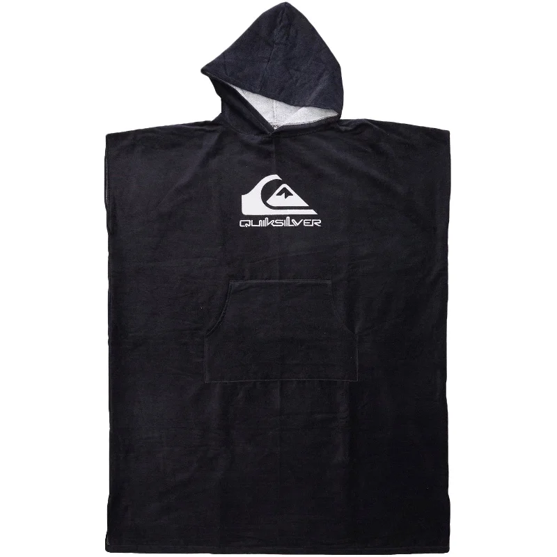 Quiksilver Mens Hooded Beach Towel Poncho - All Black Hoodie with Camouflage Military Edgy Quiksilver Mens Hooded Beach Towel Poncho - All Black Hoodie with Camouflage Military Edgy