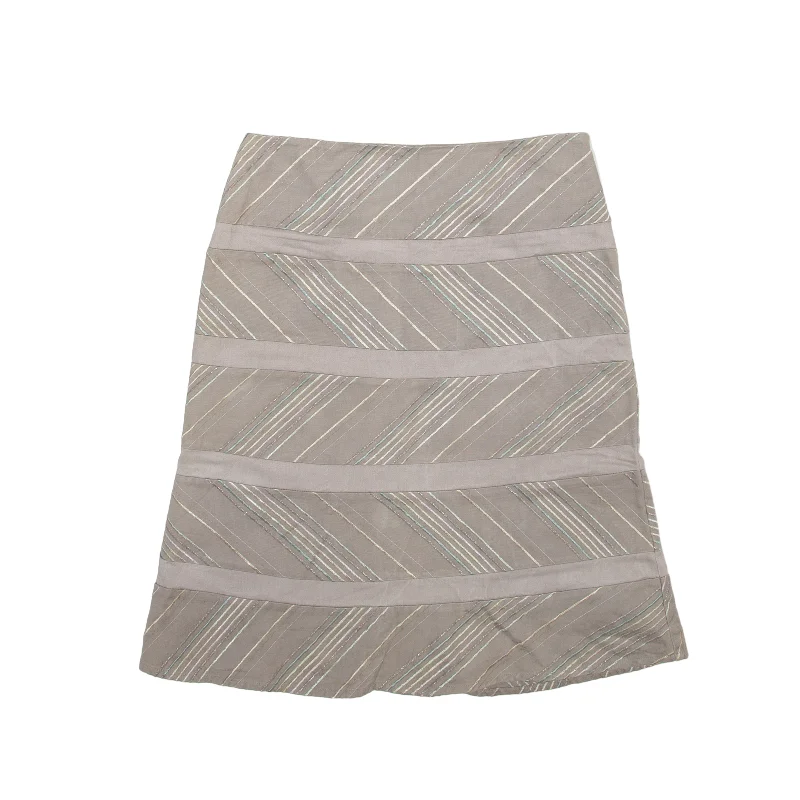 REISS Knee Length Straight Skirt Grey Striped Womens M leather skirt durable