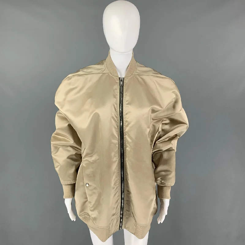 RICK OWENS Size 4 Shiny Sage Natural Jumbo Peter Flight Jacket Anorak Shell Jacket Lightweight Jacket