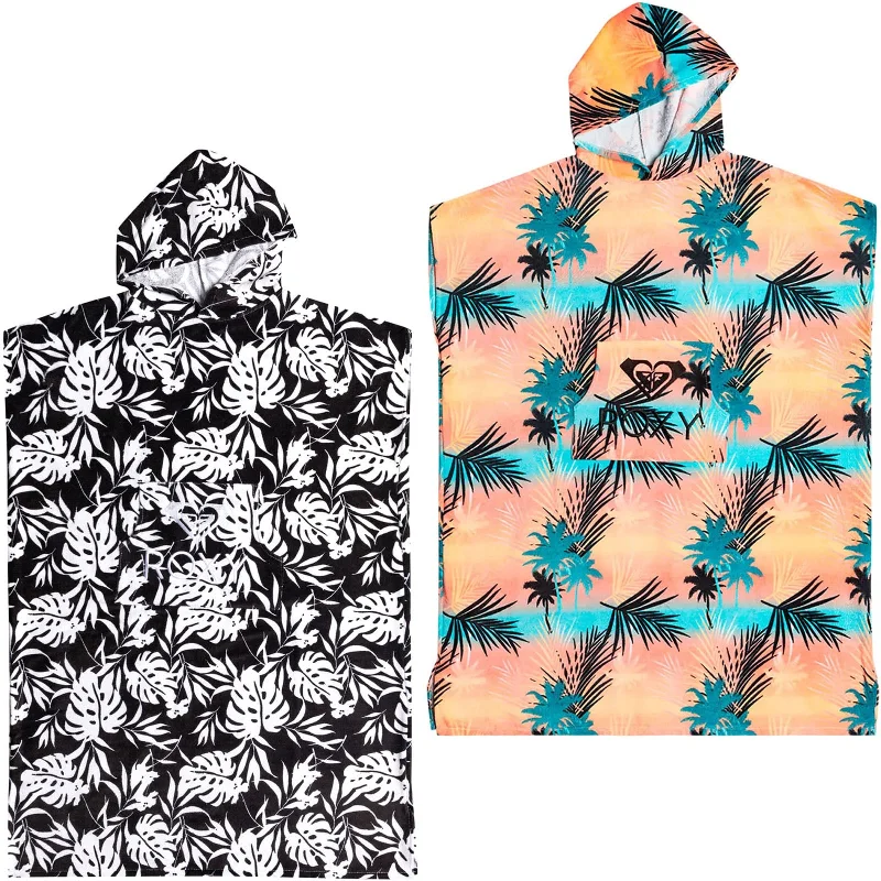 Roxy Womens Warmy Sunset Printed Hooded Towel Poncho Graphic Hoodie Design Print