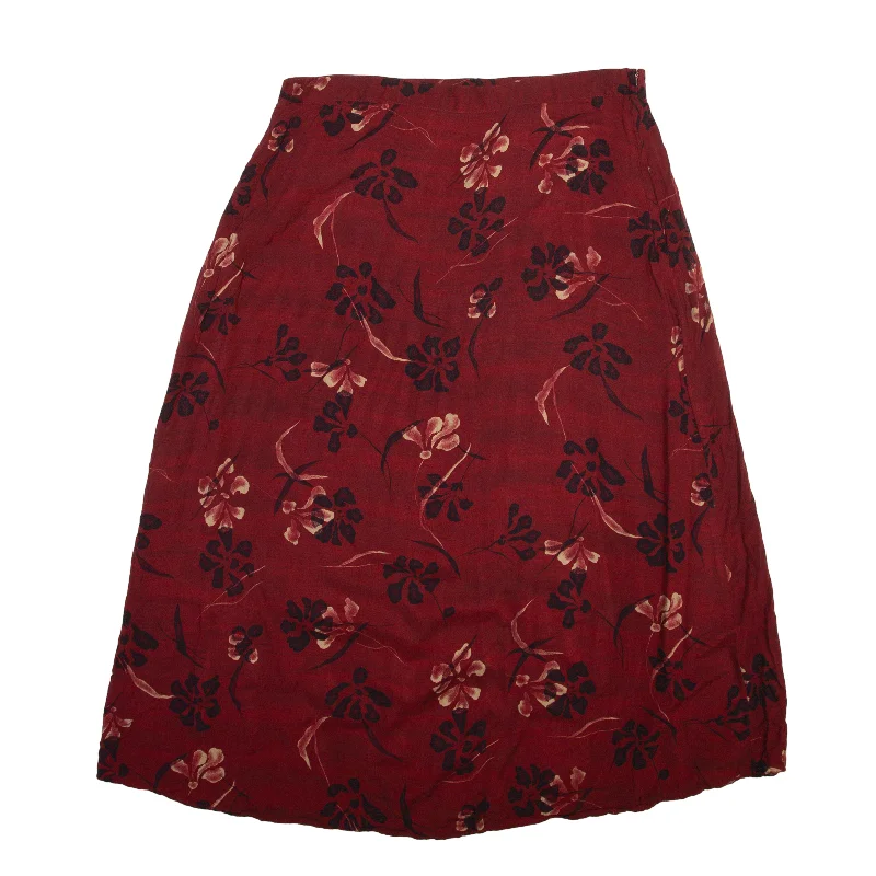 SAG HARBOR Midi Straight Skirt Red Floral Womens L lace skirt romantic