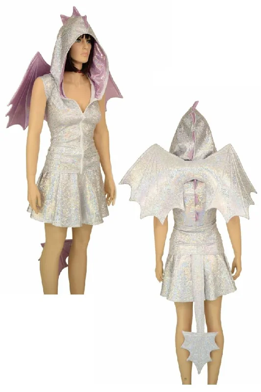 Silvery White Dragon Hoodie & Skirt Set (+Wings & Tail!) tulle skirt dreamy