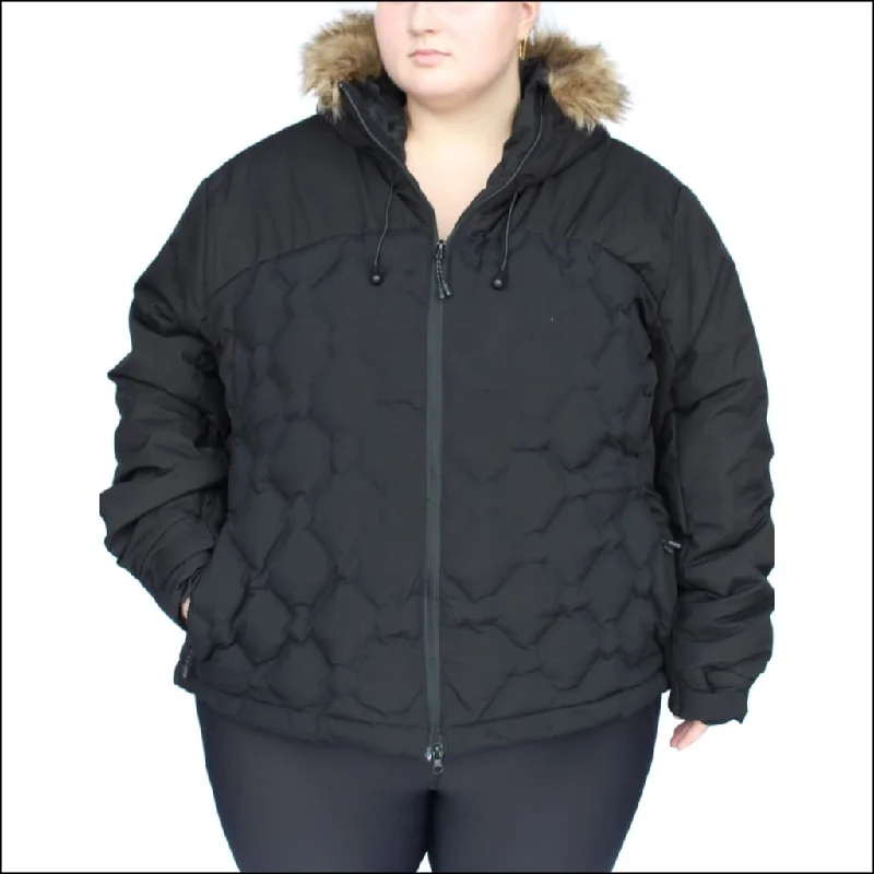 Snow Country Outerwear Women’s Plus Size 1X-2X Ski Coat Jacket Winter Hailstone Alternative Down Boat Neck Shawl Collar Notched Collar