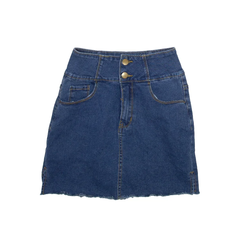 SOMEONES JEANS Short Skort Skirt Blue Denim Womens XS linen skirt relaxed